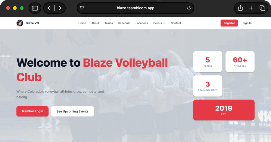 TeamBloom club management app